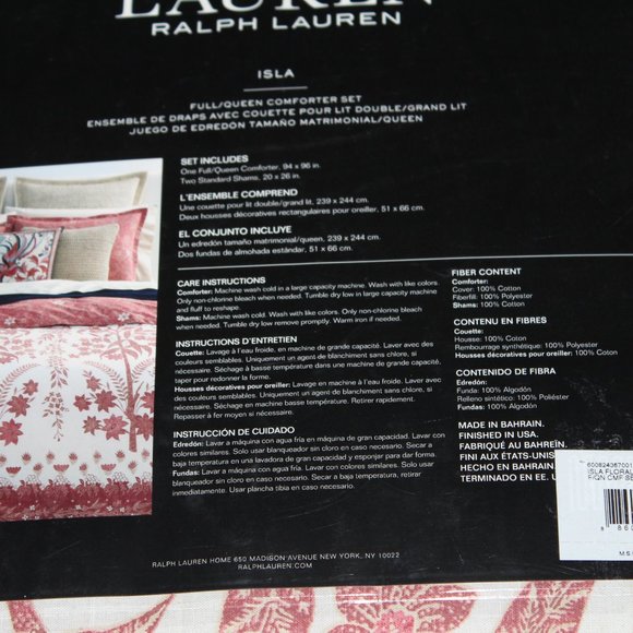 Ralph Lauren ISLA FLORAL PINK Full Queen SLUB COTTON COMFORTER + 2 SHAMS - Picture 7 of 7
